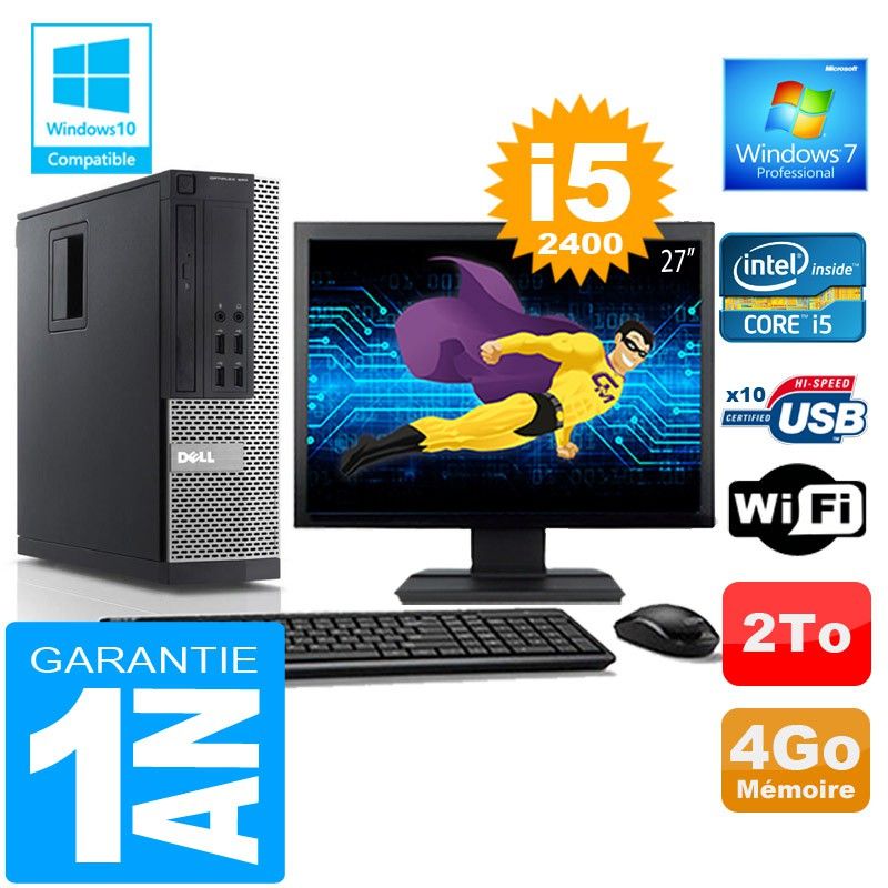 Dell 990 SFF Desktop - Core i5-2400, 4GB RAM, 2TB HDD, WiFi, Windows 7 Pro