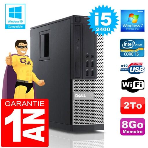 PC Dell 990 SFF - Procesador Intel Core i5, 8GB de RAM, Disco duro de 2TB, WiFi, Windows 7 Pro