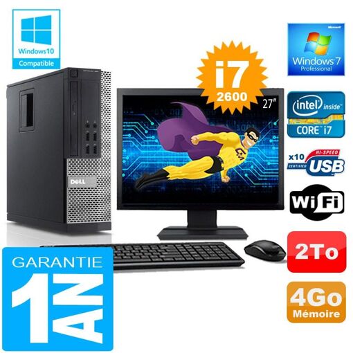 Computadora de escritorio Dell 990 SFF - Intel Core i7-2600, 4GB de RAM, 2TB HDD, WiFi, Windows 7 Pro