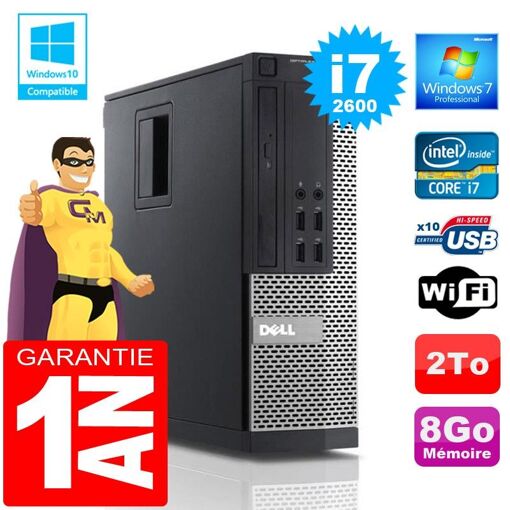 Computadora de escritorio Dell 990 SFF - Intel Core i7-2600, 8 GB de RAM, 2 TB HDD, WiFi, Windows 7 Pro