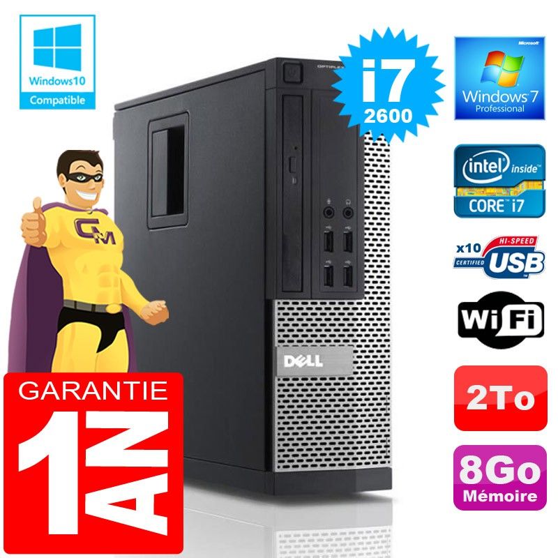 Dell 990 SFF Desktop - Core i7-2600, 8GB RAM, 2TB HDD, WiFi, Windows 7 Pro