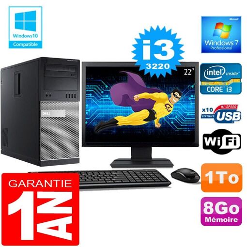 PC de escritorio Dell 7010 - Procesador Intel Core i3-3220, 8 GB de RAM, 1 TB HDD, WiFi, Windows 7 Pro