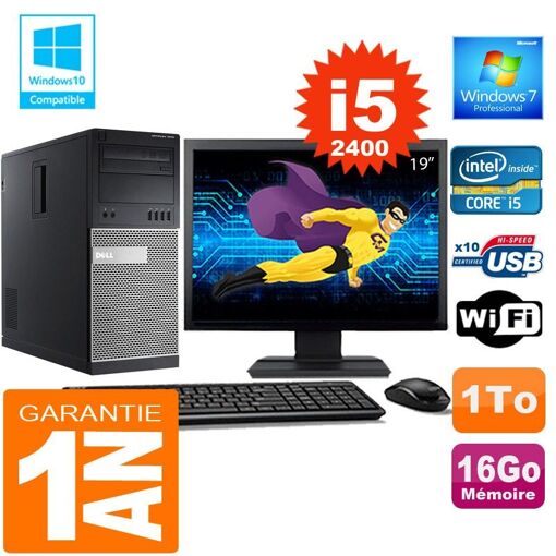 Computadora de escritorio Dell 7010 MT - Procesador Intel Core i5, 16GB de RAM, 1TB HDD, WiFi, Windows 7 Pro