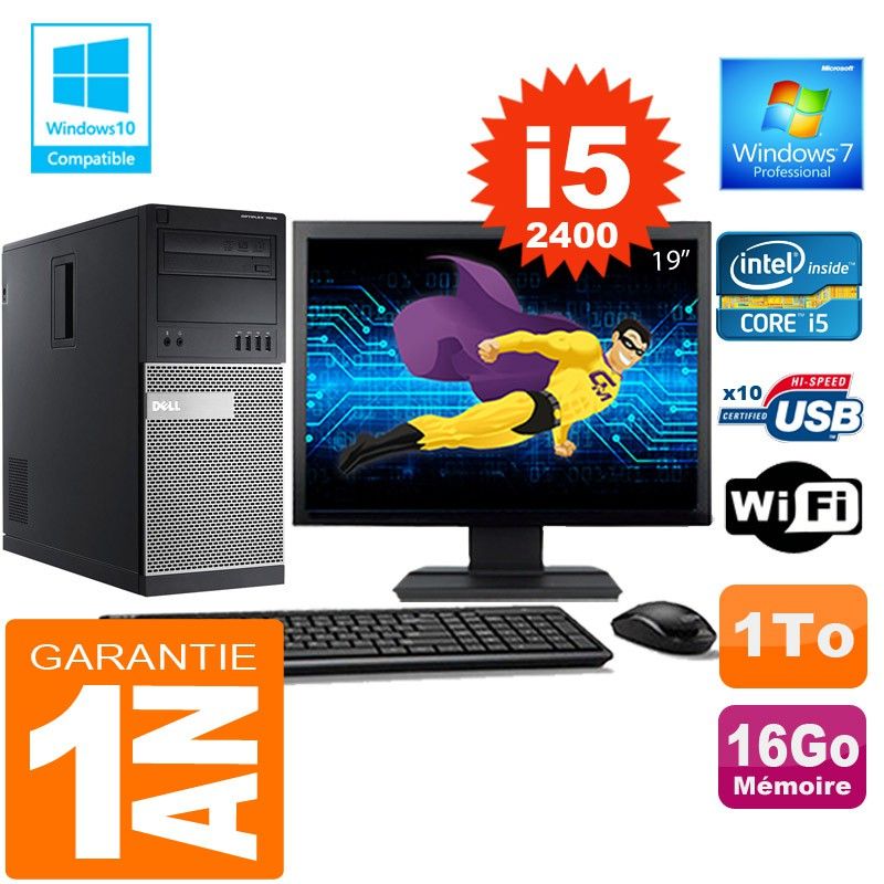 Dell 7010 MT Desktop - Intel Core i5, 16GB RAM, 1TB HDD, WiFi, Windows 7 Pro