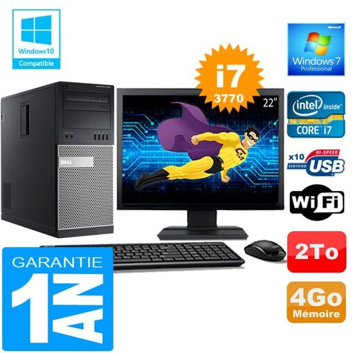 PC de escritorio Dell 7010 MT - Procesador Intel Core i7-3770, 4GB de RAM, 2TB HDD, WiFi, Windows 7 Pro