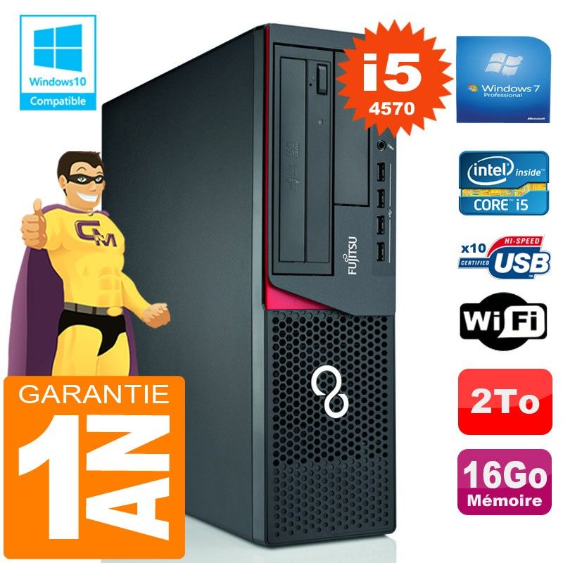 Fujitsu Esprimo E720 E85+ SFF Desktop Computer, Intel Core i5-4570, 16GB RAM, 2TB HDD, WiFi, Windows 7 Pro