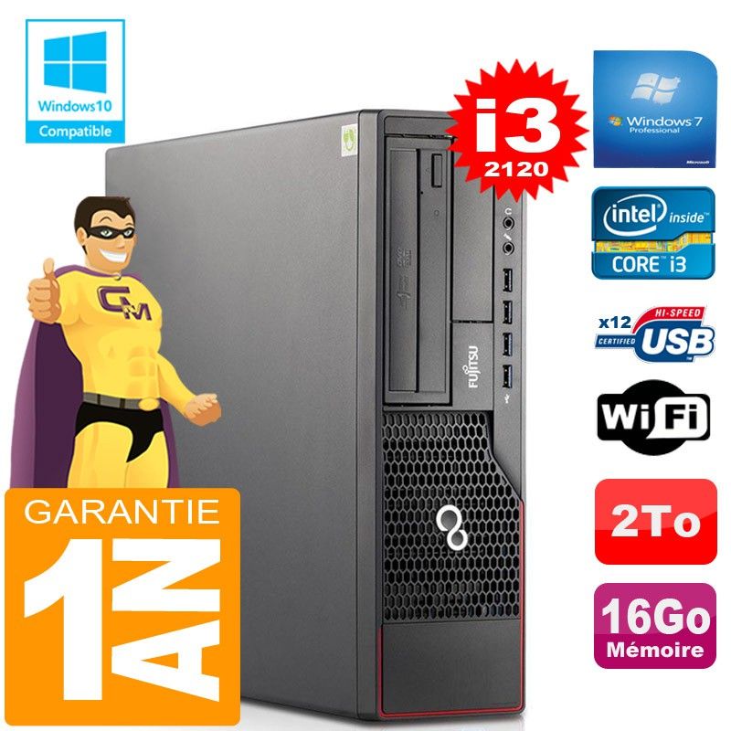 Fujitsu Esprimo E700 E90+ SFF Core i3-2120 16GB RAM 2TB HDD WiFi Windows 7 PC