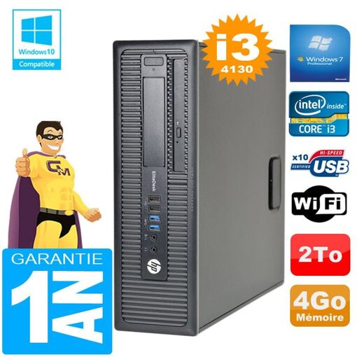 HP EliteDesk 800 G1 SFF Core i3-4130 4GB 2TB Grabador de DVD WiFi Windows 7