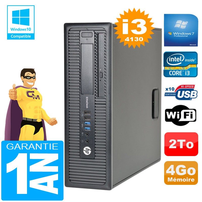 HP EliteDesk 800 G1 SFF Core i3-4130 4GB 2TB DVD Writer WiFi Windows 7