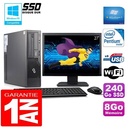 PC de escritorio Fujitsu Esprimo E500 E85+ SFF - 8 GB de RAM, 240 GB SSD, Intel G640, Windows 7 Profesional