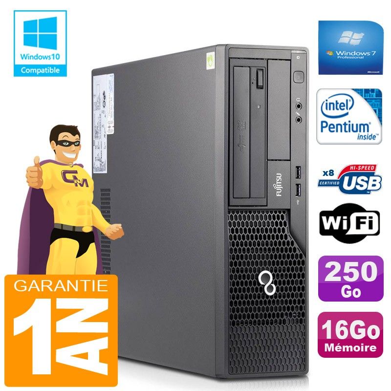 Fujitsu Esprimo E500 E85+ SFF PC - Intel G640, 16GB RAM, 250GB SSD, WiFi, Windows 7 Pro