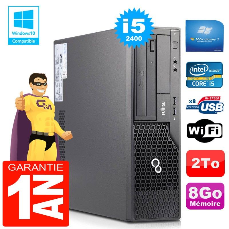 Fujitsu Esprimo E500 E85+ SFF Core i5-2400 8GB RAM 2TB HDD Wi-Fi Windows 7 PC