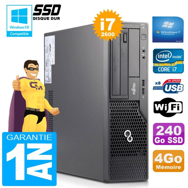 Fujitsu Esprimo E500 E85+ SFF Core i7-2600 4GB RAM 240GB SSD WiFi Windows 7