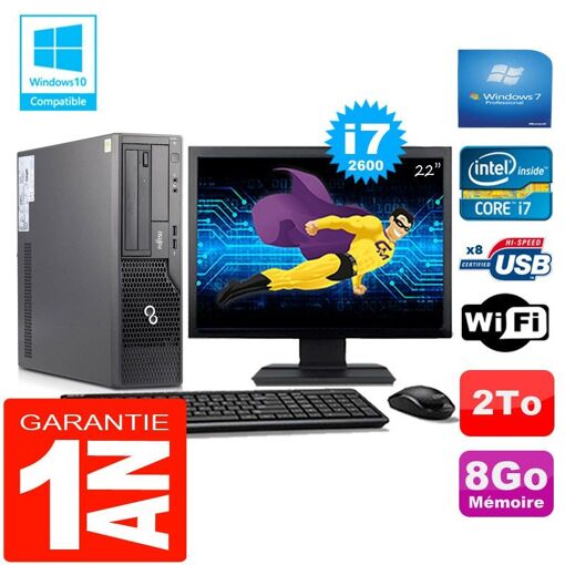 PC de sobremesa Fujitsu Esprimo E500 E85+ Core i7-2600 8GB 2TB WiFi Windows 7 Pro Pantalla 22"