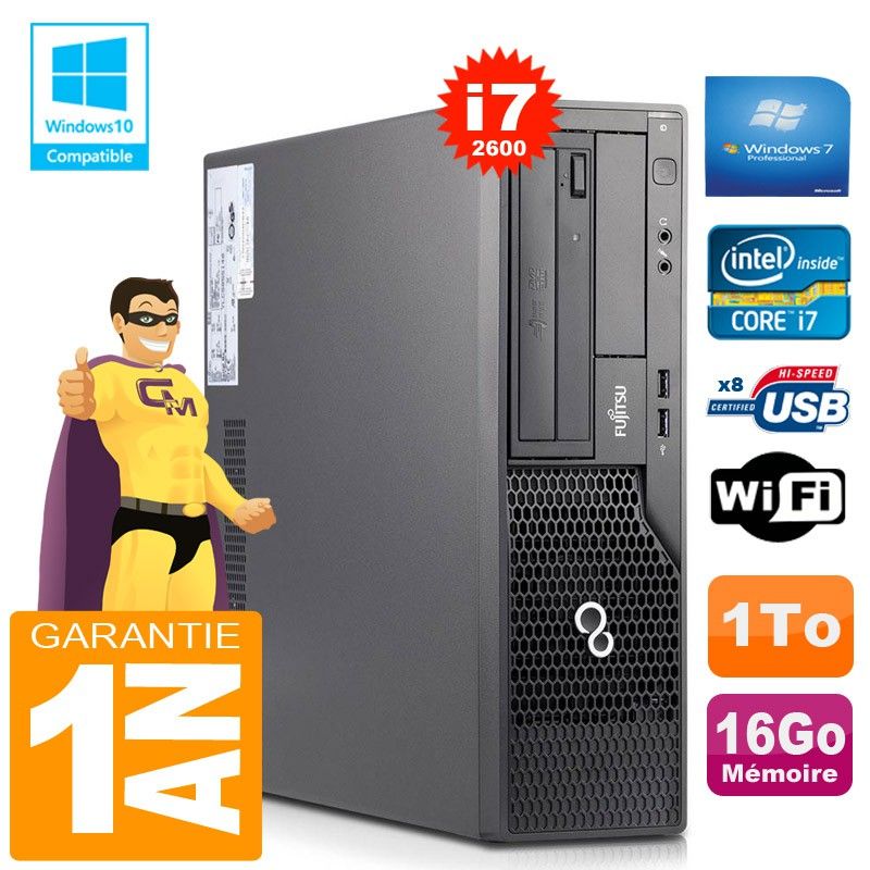 Fujitsu Esprimo E500 E85+ SFF Core i7-2600 16GB RAM 1TB WiFi Windows 7 PC