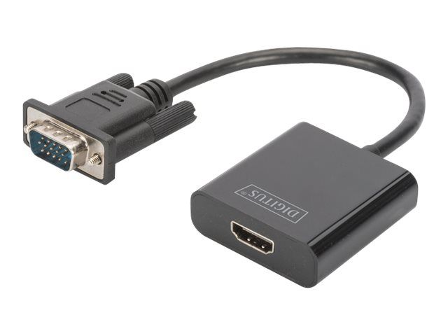 Digitus DA-70473 - VGA to HDMI Adapter - 15cm - Black - 1080p Support