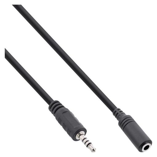 Cable de audio INTOS ELECTRÓNICO InLine - Conector macho de 4 polos a conector hembra mini de 4 polos - 5 m - Negro