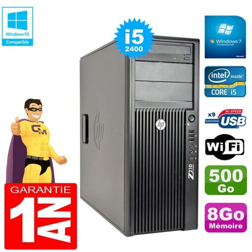 Estación de trabajo HP Z210 Torre - Procesador Intel Core i5-2400 3.1GHz, 8GB RAM, disco duro de 500GB, unidad óptica DVD, Windows 7 Pro