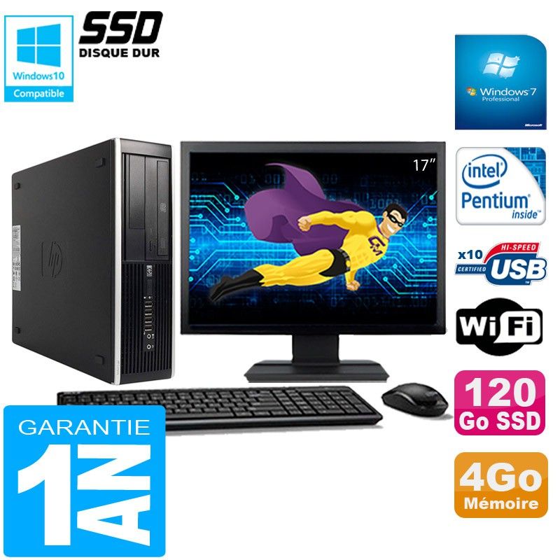 PC de escritorio HP Compaq Pro 6300 SFF - Procesador Intel Pentium G630, 4GB de RAM, SSD de 120GB, Grabadora de DVD, WiFi, Windows 7 Profesional