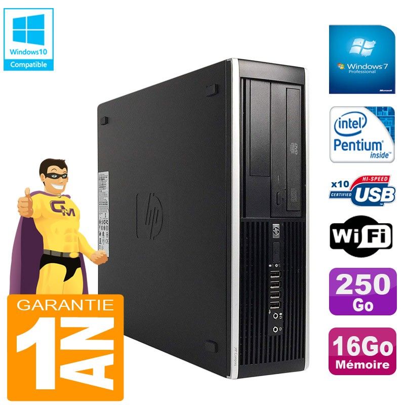 PC de escritorio HP Compaq Pro 6300 SFF - Procesador Intel Pentium G630, 16GB de RAM, disco duro SATA de 250GB, lector de DVD, WiFi, Windows 7 Pro