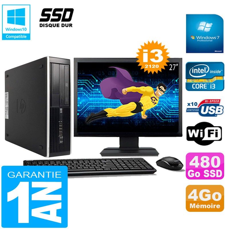 HP Compaq Pro 6300 SFF Desktop PC - Intel Core i3-2120, 4GB RAM, 480GB SSD, DVD Drive, WiFi, Windows 7 Pro