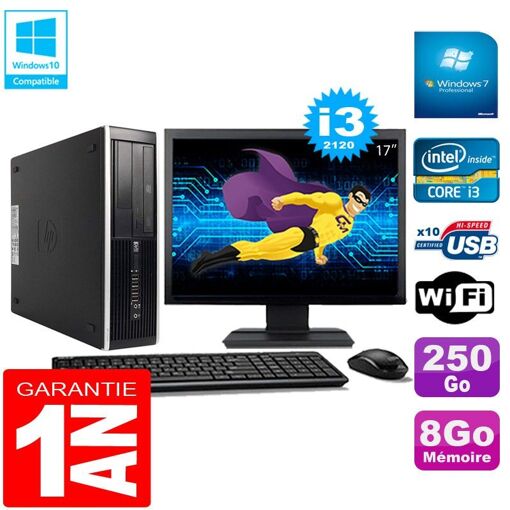 PC de escritorio HP Compaq Pro 6300 SFF - Procesador Intel Core i3-2120, 8 GB de RAM, 250 GB HDD, Unidad de DVD, WiFi, Windows 7 Pro