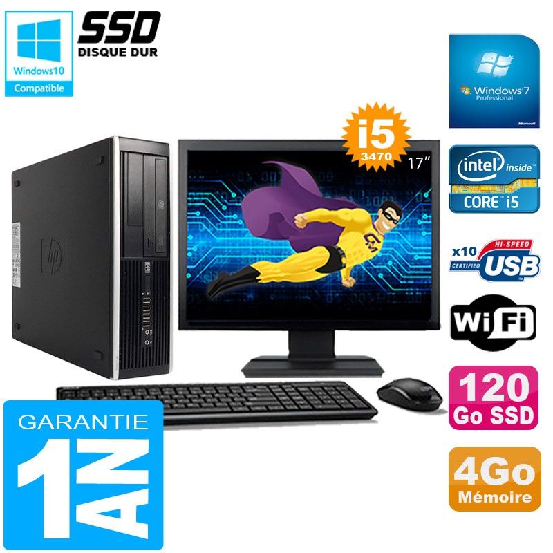 HP Compaq Pro 6300 SFF Desktop PC - Intel Core i5-3470, 4GB RAM, 120GB SSD, DVD Writer, WiFi, Windows 7 Pro