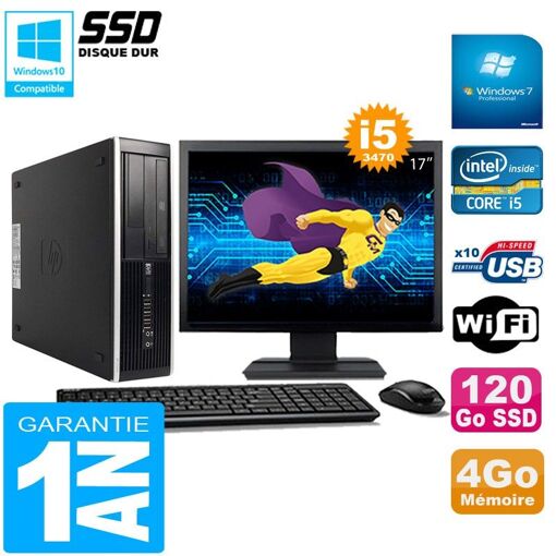PC de escritorio HP Compaq Pro 6300 SFF - Procesador Intel Core i5-3470, 4GB de RAM, 120GB SSD, Grabadora de DVD, WiFi, Windows 7 Pro