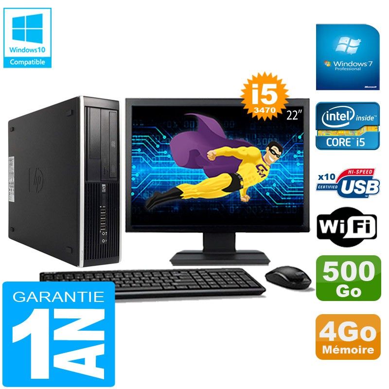 HP Compaq Pro 6300 SFF Desktop PC - I5-3470, 4GB RAM, 500GB HDD, DVD Burner, WiFi, Windows 7 Pro