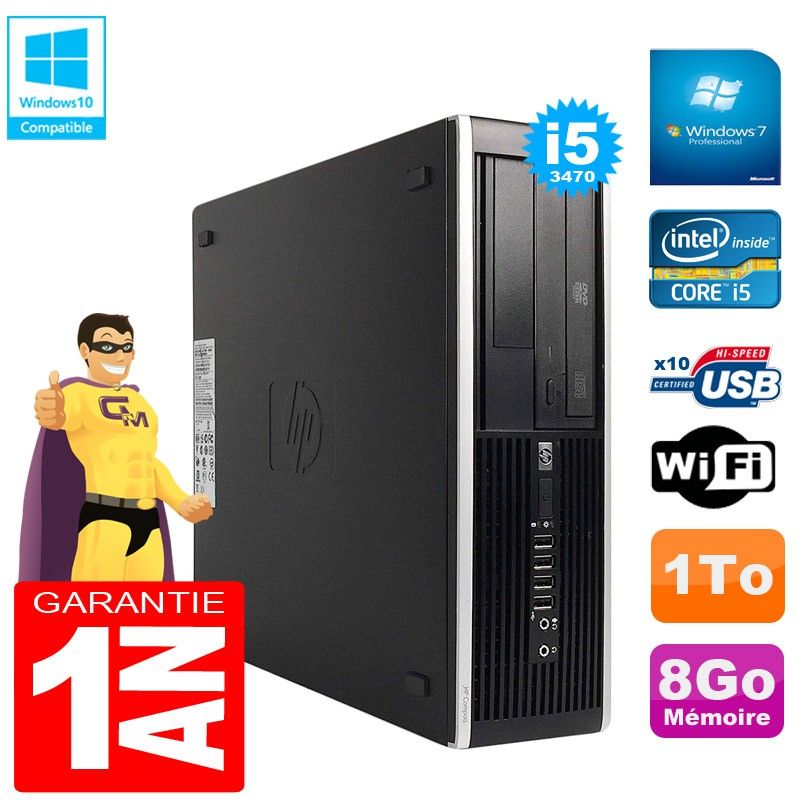 HP Compaq Pro 6300 SFF Desktop PC - Intel Core i5-3470, 8GB RAM, 1TB HDD, DVD Drive, WiFi, Windows 7 Pro