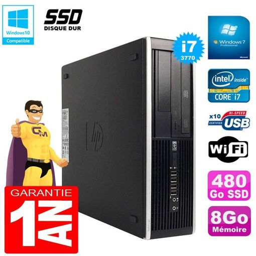 PC de escritorio HP Compaq Pro 6300 SFF - Procesador Intel Core i7-3770, 8 GB de RAM, 480 GB SSD, Unidad DVD, WiFi, Windows 7 Pro