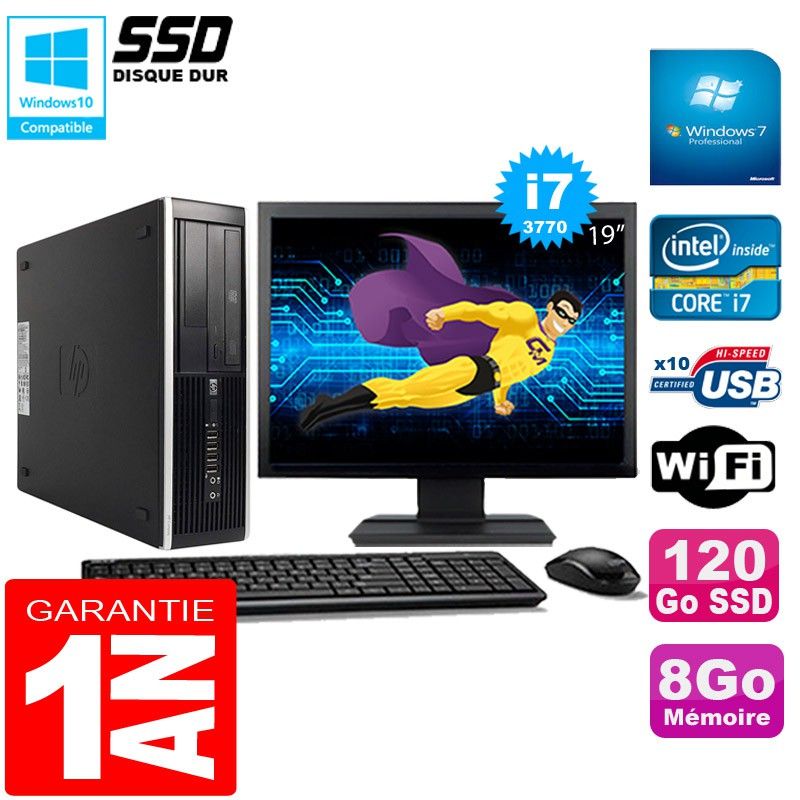 HP Compaq Pro 6300 SFF Desktop PC - Intel Core i7-3770, 8GB RAM, 120GB SSD, DVD Burner, WiFi, Windows 7 Pro
