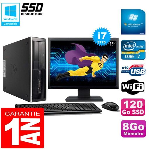 PC de escritorio HP Compaq Pro 6300 SFF - Procesador Intel Core i7-3770, 8 GB de RAM, 120 GB SSD, Grabadora de DVD, WiFi, Windows 7 Profesional