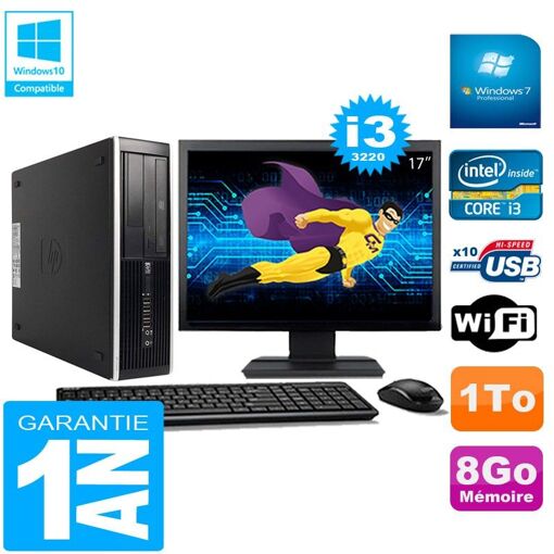 PC de sobremesa HP Compaq Pro 6300 SFF - Procesador Intel Core i3-3220, 8GB RAM, 1TB HDD, Grabadora de DVD, WiFi, Windows 7 Profesional