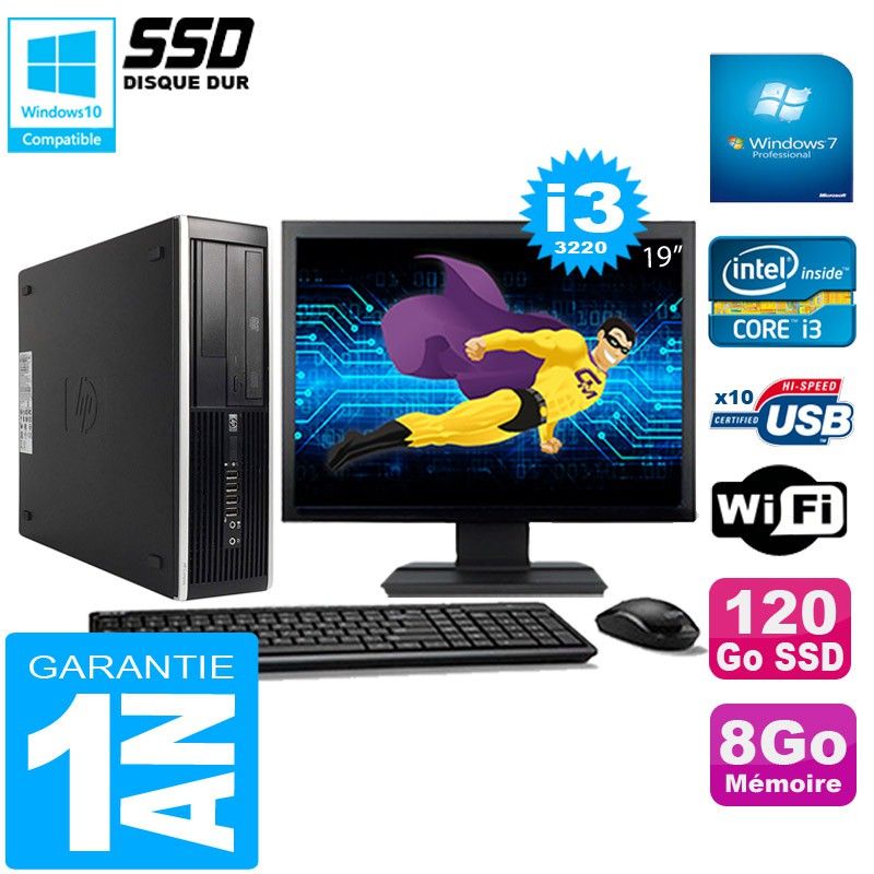 HP Compaq Pro 6300 SFF Desktop PC - Intel Core i3-3220, 8GB RAM, 120GB SSD, DVD Burner, WiFi, Windows 7 Pro