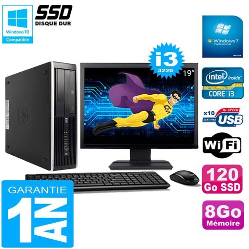PC de escritorio HP Compaq Pro 6300 SFF - Procesador Intel Core i3-3220, 8GB RAM, 120GB SSD, Grabadora de DVD, WiFi, Windows 7 Pro