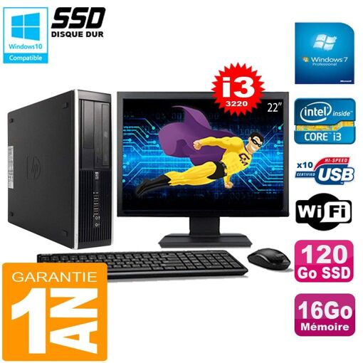 PC de escritorio HP Compaq Pro 6300 SFF - Procesador Intel Core i3-3220, 16 GB de RAM, 120 GB SSD, Grabadora de DVD, WiFi, Windows 7 Profesional