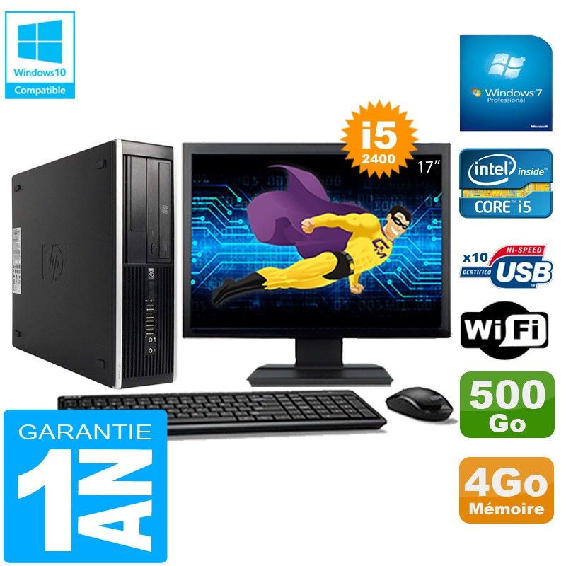 HP Compaq Pro 6300 SFF Desktop PC - Intel Core i5-2400, 4GB RAM, 500GB HDD, DVD Burner, WiFi, Windows 7 Pro
