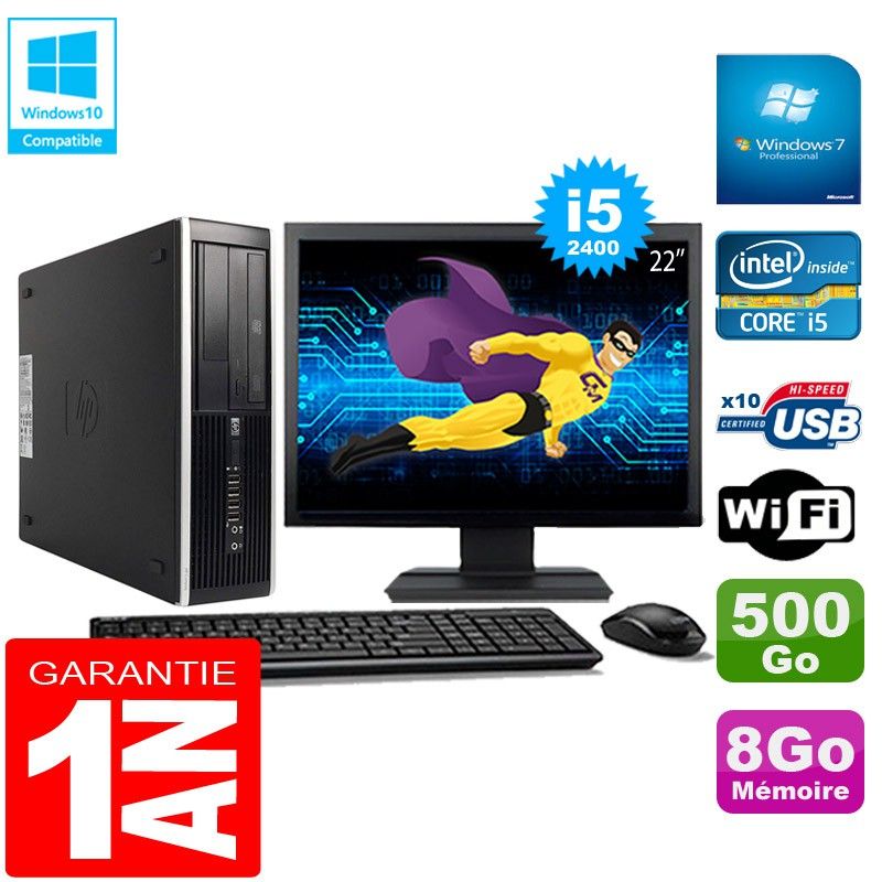 HP Compaq Pro 6300 SFF Desktop PC - Intel Core i5-2400, 8GB RAM, 500GB HDD, DVD Drive, WiFi, Windows 7 Pro