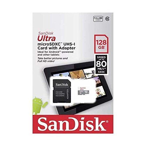 SanDisk Ultra Flash Memory Card (MicroSDXC to SD Adapter Included) - 128GB - UHS-I / Class 10