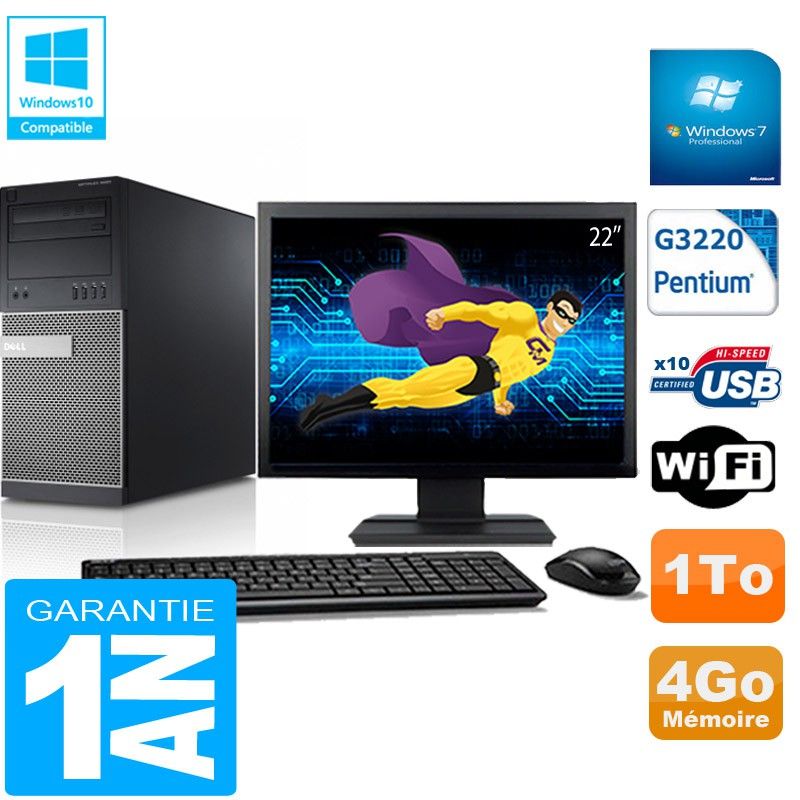 Dell Optiplex 9020 Tower - Intel Pentium G3220, 4GB RAM, 1TB HDD, WiFi, Windows 7 Pro