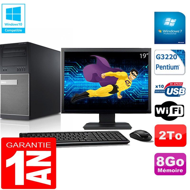 Dell Optiplex 9020 Tower - Intel Pentium G3220, 8GB RAM, 2TB HDD, WiFi, Windows 7 Pro