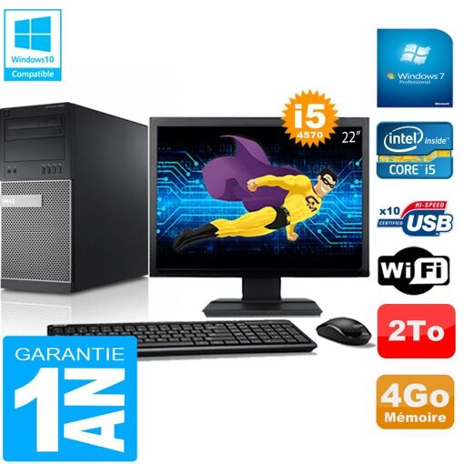 Torre Dell Optiplex 9020 - Procesador Intel Core i5-4570, 4GB de RAM, Disco duro de 2TB, Unidad de DVD, Windows 7 Pro