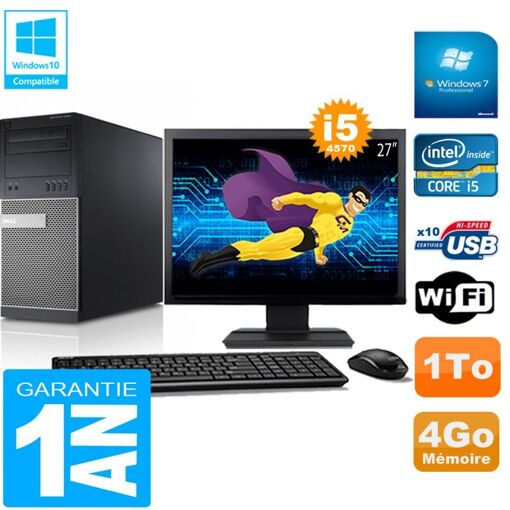 Torre Dell Optiplex 9020 - Procesador Intel Core i5-4570, 4GB de RAM, 1TB HDD, WiFi, Windows 7 Pro