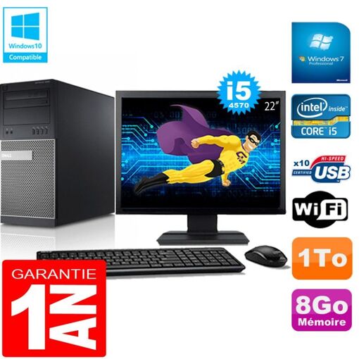 Torre Dell Optiplex 9020 - Procesador Intel Core i5-4570, 8 GB de RAM, 1 TB HDD, WiFi, Windows 7 Pro