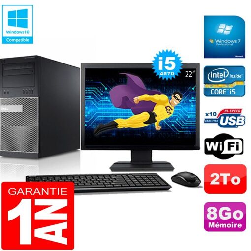 Torre Dell Optiplex 9020 - Procesador Intel Core i5-4570, 8 GB de RAM, 2 TB HDD, WiFi, Windows 7 Pro