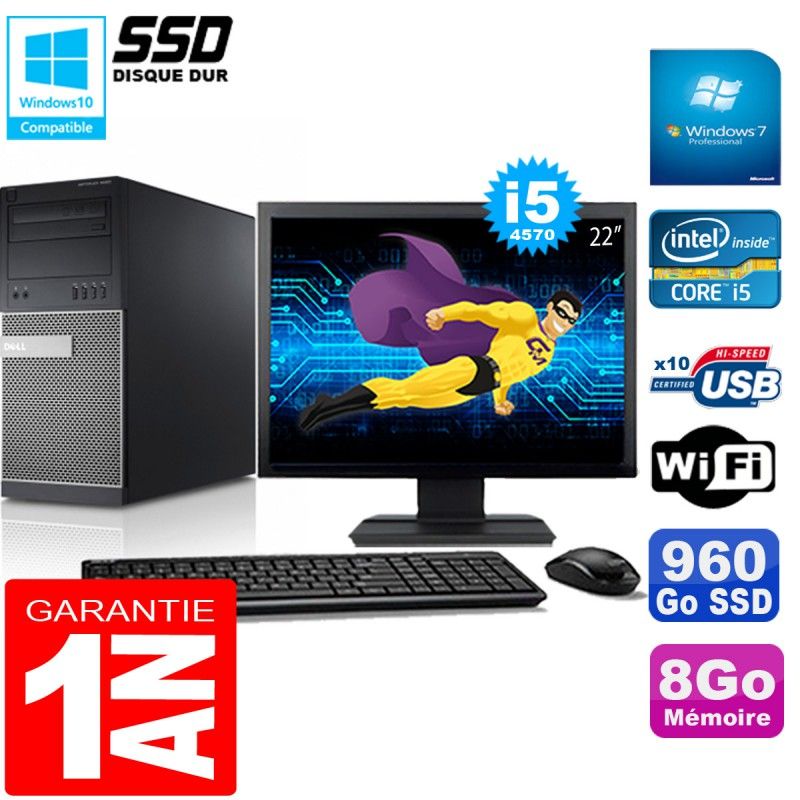 Dell Optiplex 9020 Tower - Core i5-4570, 8GB RAM, 960GB SSD, WiFi, Windows 7 Pro