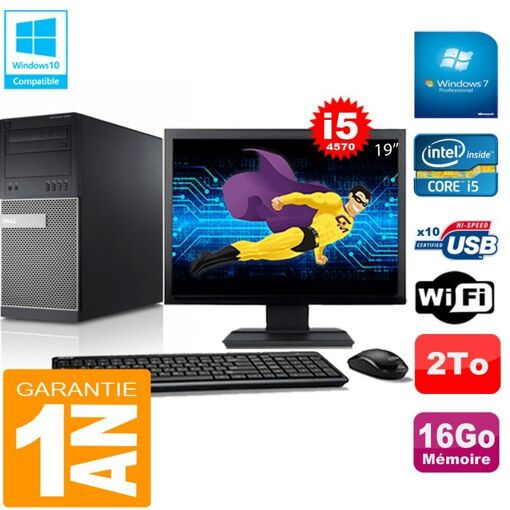 Torre Dell Optiplex 9020 - Procesador Intel Core i5-4570, 16 GB de RAM, 2 TB HDD, WiFi, Windows 7 Pro