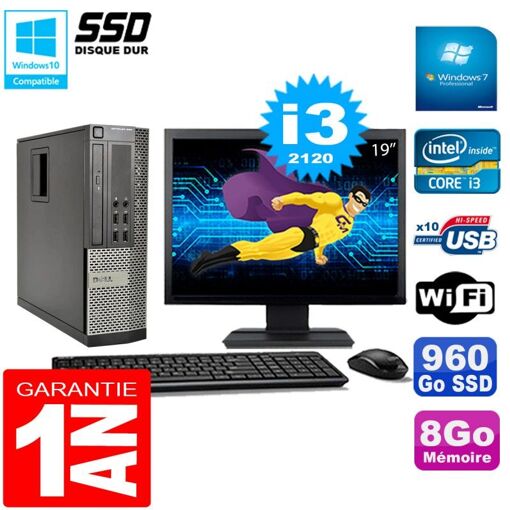 PC de escritorio Dell Optiplex 990 SFF - Procesador Intel Core i3-2120, 8GB de RAM, 960GB SSD, Grabadora de DVD, Windows 7 Pro