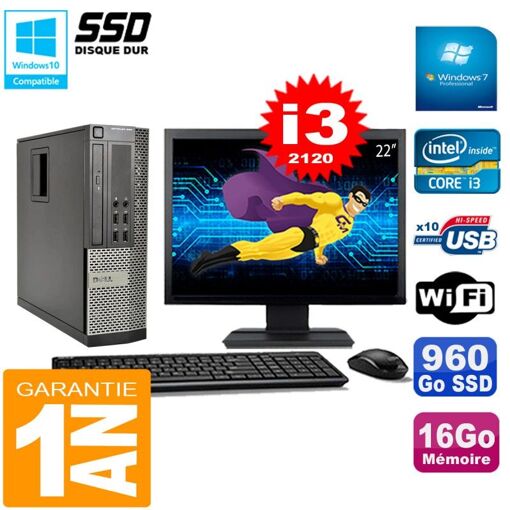 Dell Optiplex 990 SFF - Procesador Intel Core i3-2120, 16GB de RAM, 960GB SSD, Grabadora de DVD, Windows 7 Profesional